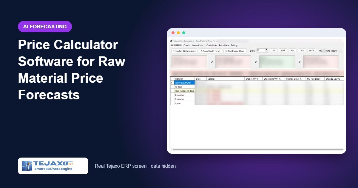 Price Calculator Software for Raw Material Price Forecasts
